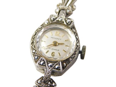 Lot 524 - A Regency marcasite ladies wristwatch, with a...