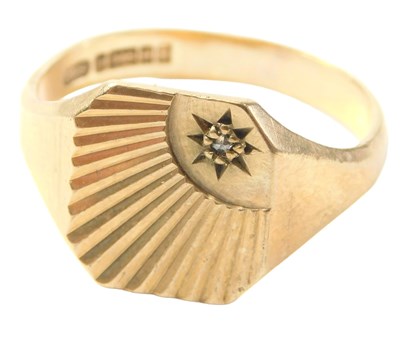 Lot 721 - A 9ct gold signet ring, the rectangular set...