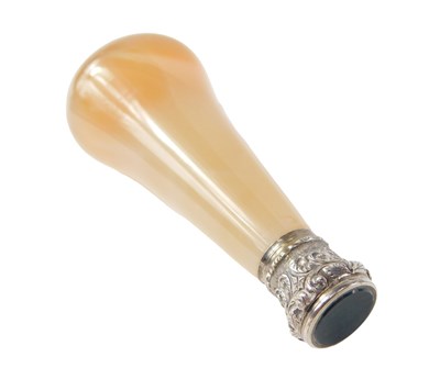 Lot 543 - A hardstone wax seal, with a white metal...