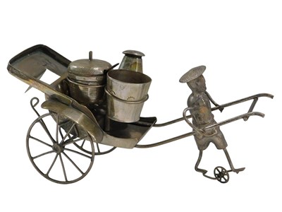 Lot 731 - A silver plated cruet of a Rickshaw and driver,...