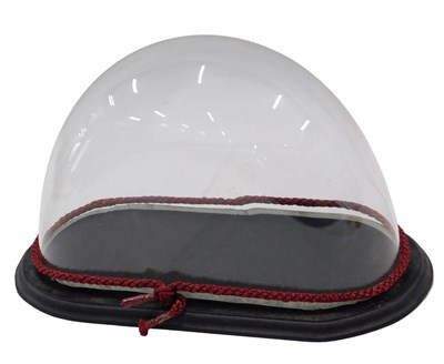 Lot 788 - A small glass dome, on ebonised base, 19cm...