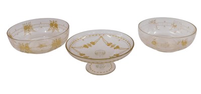 Lot 789 - Early 20thC glassware, each with etched floral...