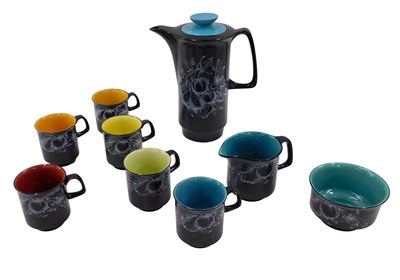 Lot 797 - A Crown Devon harlequin pattern coffee...