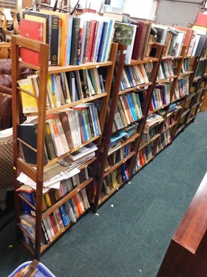 Lot 1670 - Four teak slatted bookcases. (Please note -...