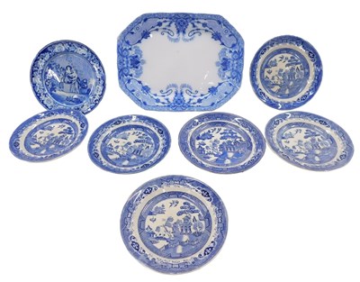Lot 805 - A 19thC and later Blue and white wares,...