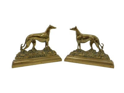Lot 806 - A pair of Victorian brass greyhound door stops,...