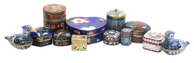 Lot 62 - A group of Chinese cloisonne enamel boxes and...