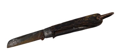 Lot 748 - A horn handled pen knife, 12cm long. (AF)