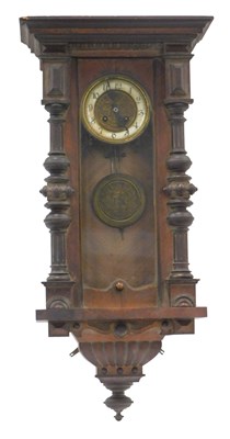 Lot 820 - A 20thC mahogany drop dial wall clock, the...