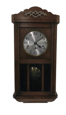 Lot 826 - A 20thC oak cased Westminster chime wall clock,...