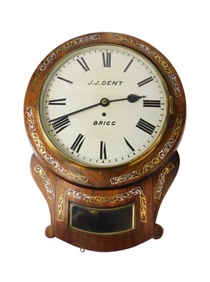 Lot 829 - A 19thC rosewood drop dial wall clock signed J....