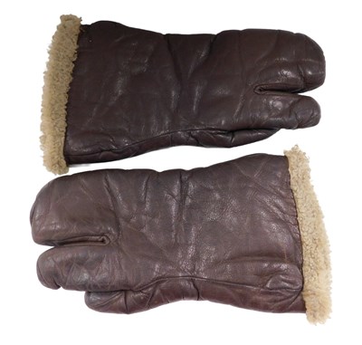 Lot 754 - A pair of WWII leather and sheepskin flying...