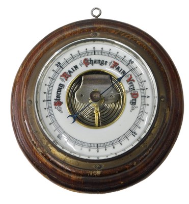 Lot 832 - A 20thC mahogany cased aneroid barometer, with...