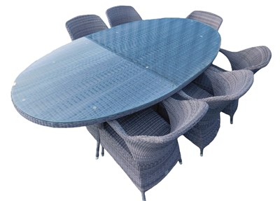 Lot 836 - A Bridgman Four Seasons rattan outdoor dining...