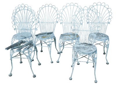 Lot 842 - A set of six French style cast metal garden...