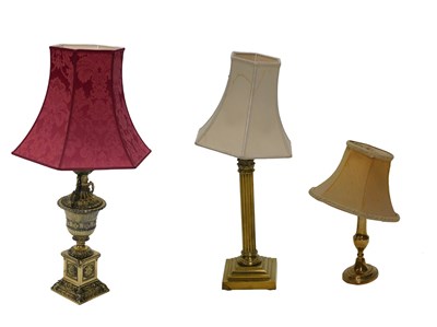 Lot 953 - A Continental brass effect urn shaped table...