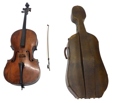 Lot 956 - A 19thC cello, with a two-piece highly figured...