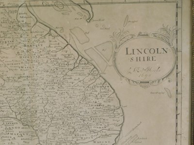 Lot 276A - Robert Morden. A framed map of Lincolnshire,...