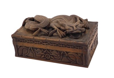 Lot 767 - A late 20thC part Oriental box, raised dragon,...