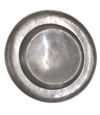 Lot 349a - A late 18thC pewter charger, with fold over...