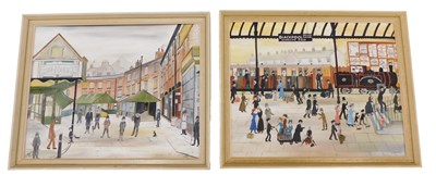 Lot 774 - J. Brown After Helen Bradley, market scenes,...