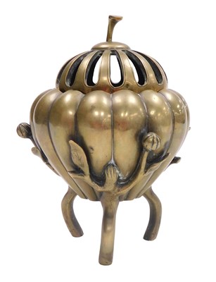 Lot 12 - A Japanese Meiji period bronze incense burner,...