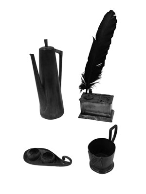 Lot 366 - A 19thC Continental pewter rectangular ink...