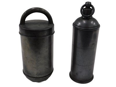 Lot 379 - A 19thC pewter sorbetiere, with plain loop...