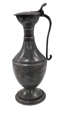 Lot 385 - A 19thC Continental pewter wine jug, possibly...