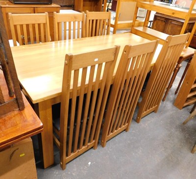 Lot 1501 - An oak dining table, 79cm high,  the top 180cm...