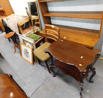 Lot 1511 - A group of furniture, to a include teak piano...