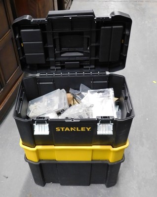 Lot 1516 - A Stanley black and yellow toolbox, together...