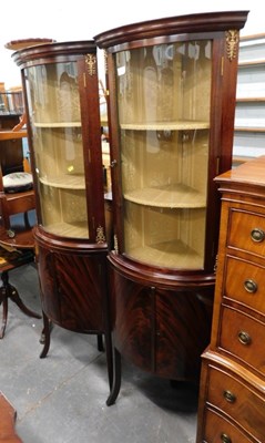 Lot 1524 - A pair of mahogany bow fronted corner display...