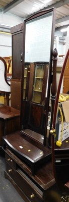 Lot 1529 - A mahogany framed cheval mirror, on bracket...