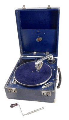 Lot 899 - A HMV blue cased portable gramophone.