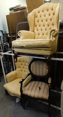 Lot 1572 - A 19thC style balloon back mahogany chair,...