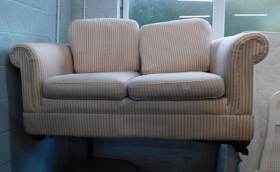 Lot 1574 - A two seater settee, with scroll arms, loose...