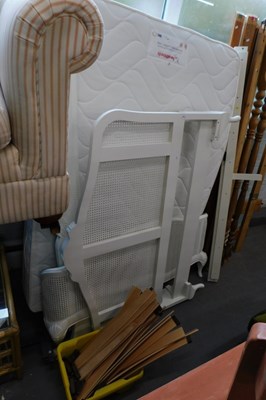 Lot 1575 - A white painted bed, caned head and foot...