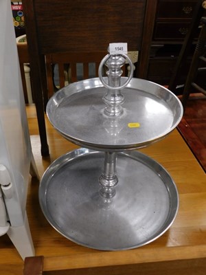 Lot 1545 - An aluminium two tier circular dished serving...