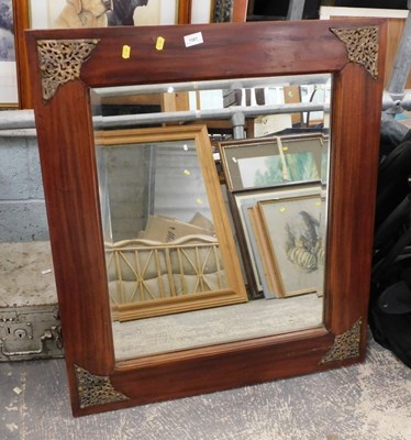 Lot 1587 - A rectangular wall mirror, in a hardwood frame,...