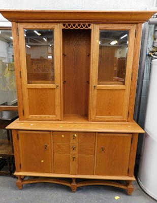 Lot 1551 - A light oak kitchen dresser, with upper half...