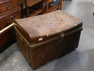 Lot 1558 - A tin trunk, painted to represent wicker, with...