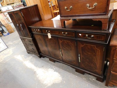 Lot 1557 - A mahogany and boxwood line inlaid sideboard,...