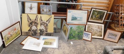 Lot 1598 - Pictures and prints, to include ducks, donkeys,...