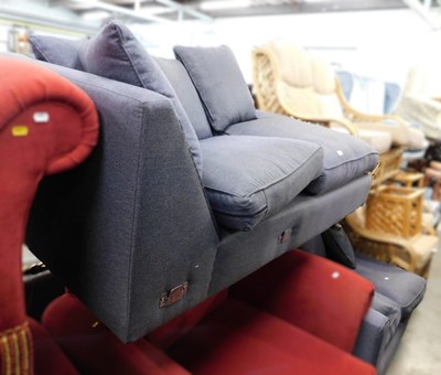 Lot 1681 - A corner settee, upholstered in light blue...