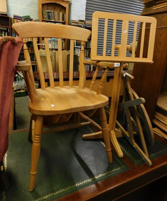 Lot 1688 - A beech kitchen chair, with scroll arms,...