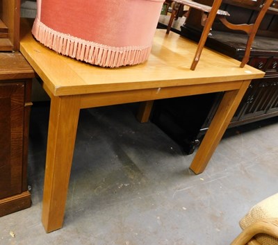 Lot 1692 - An oak dining table, on square legs, 77cm high,...
