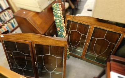 Lot 1700 - A pair of wall mounted oak display cabinets,...