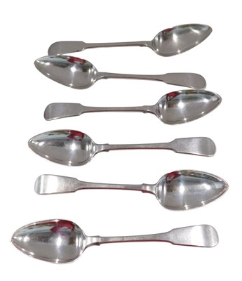 Lot 888 - A Georgian matched set of six silver Fiddle...