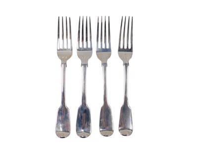 Lot 890 - A matched set of four Victorian silver Fiddle...